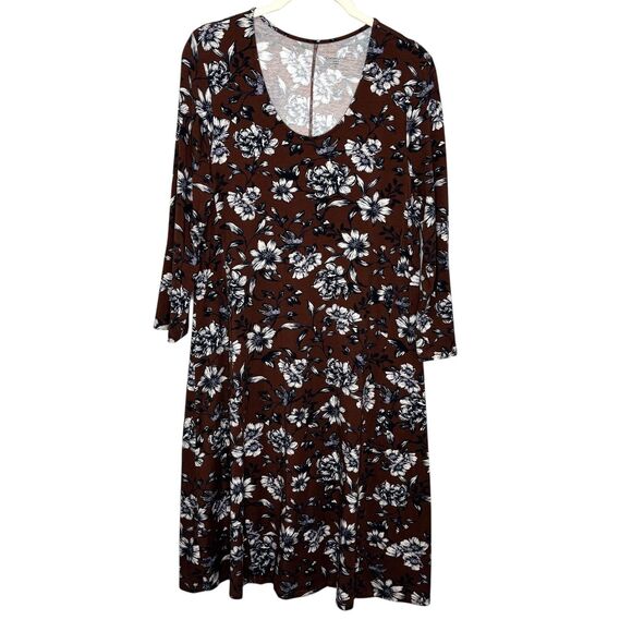 Garnet Hill Dress Womens Medium Floral Long Sleeve Tencel Stretch Soft Boho - Picture 1 of 8